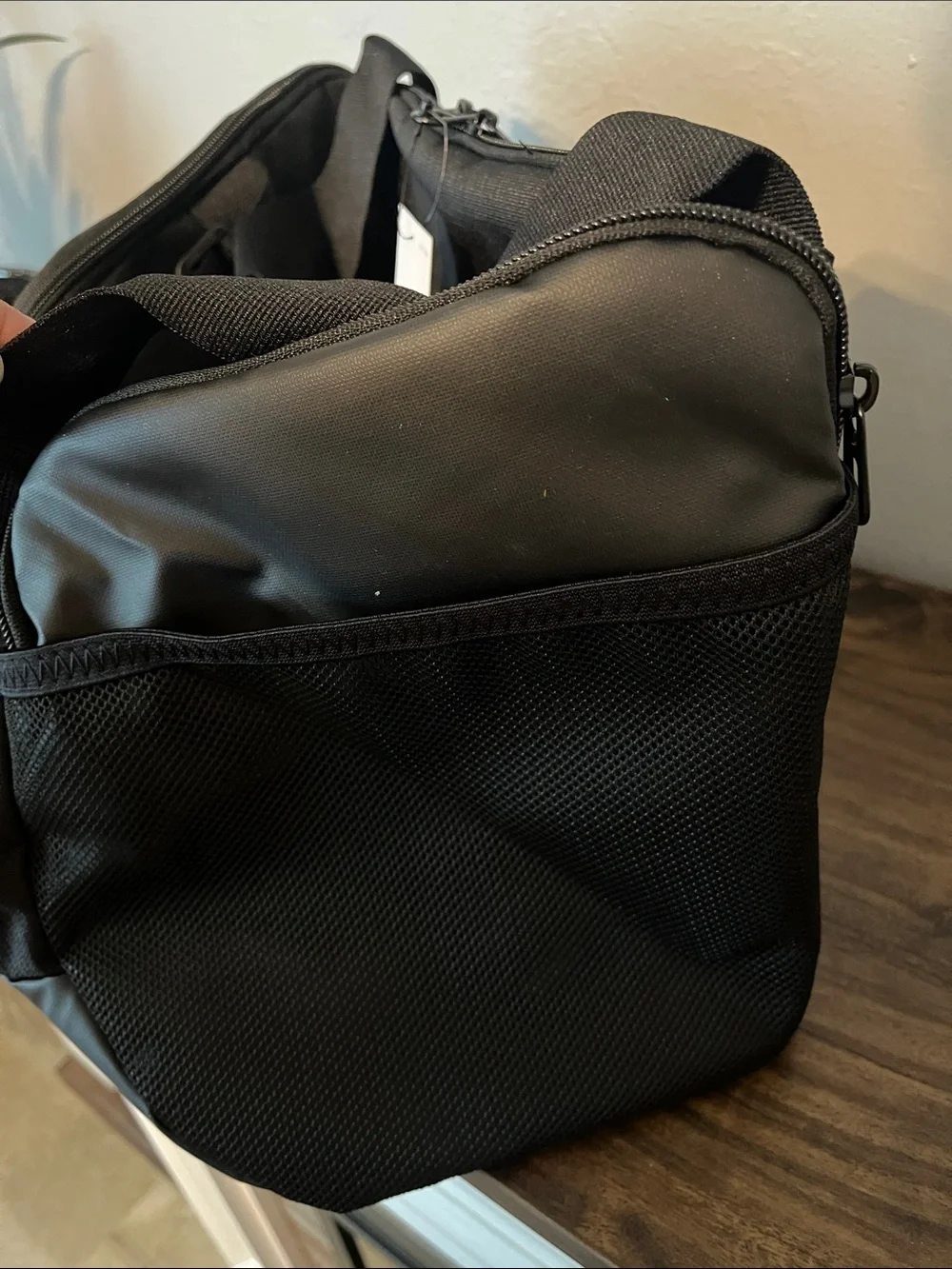 Nike Black Duffel Bag with White Swoosh